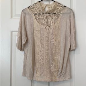 Anthropologie lace trimmed top size L